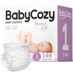Newborn Diapers for Baby's Sensitive Skin Size 1(8-14lb) 82 Count,Babycozy Bouncy Soft Diapers Fit Baby Preemie, Dry Disposable Diapers Hypoallergenic Without Chlorine